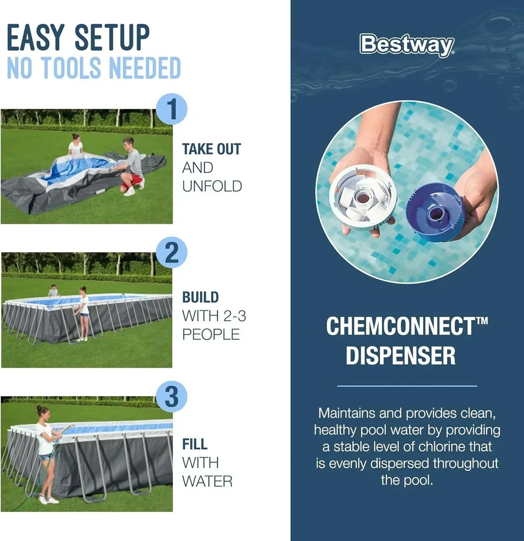 Power Steel 14' x 8'2" x 39.5" Oval Above Ground Pool Set Includes 530gal Filter Pump Ladder wourant