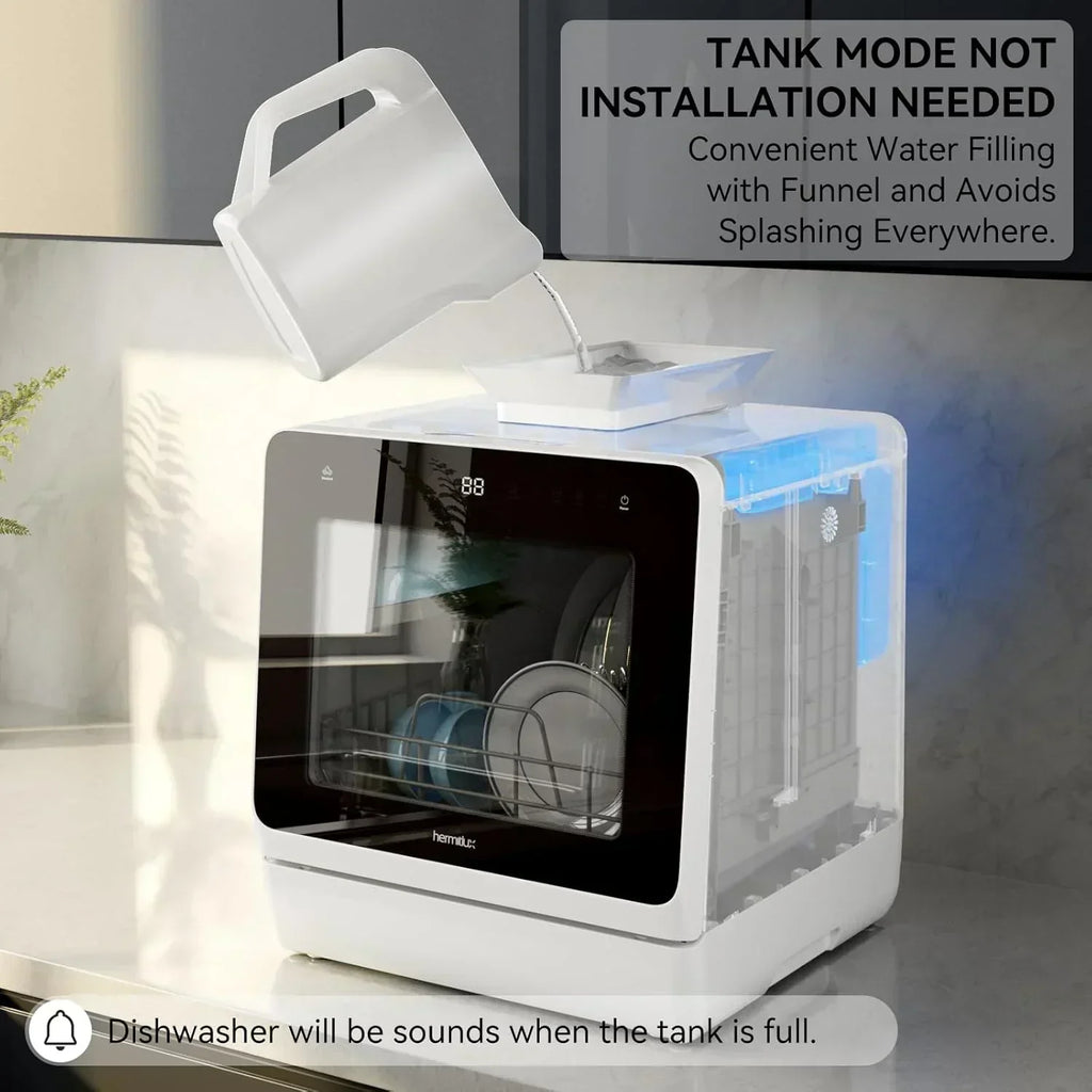 Hermitlux tabletop dishwasher 7 wash programs portable mini dishwasher wourant