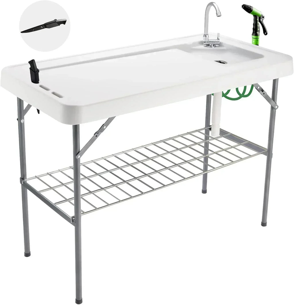 Folding Fish Cleaning Table Portable Camping Sink Table Outdoor Fish Fillet Cleaning Station wourant