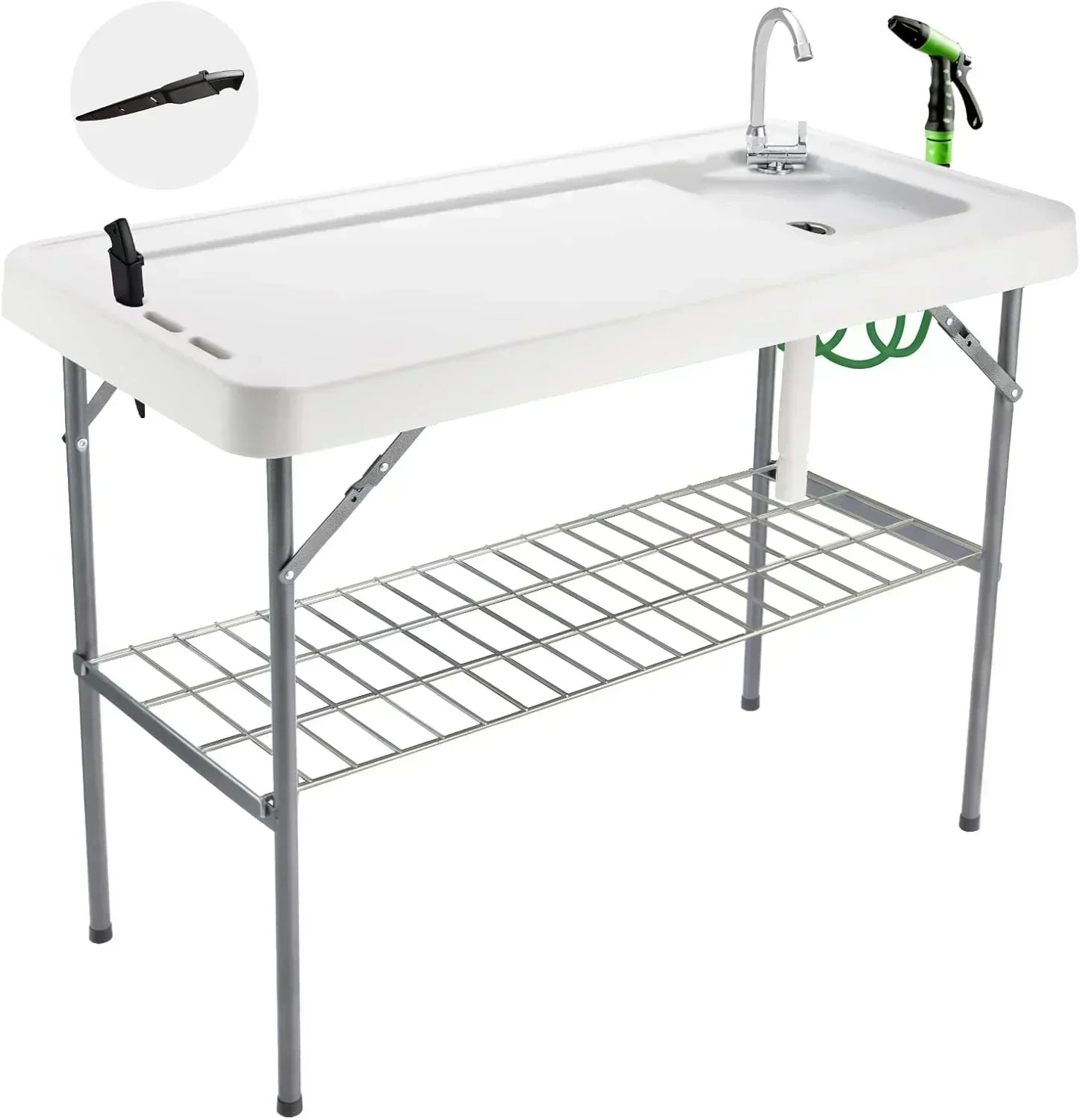 Folding Fish Cleaning Table Portable Camping Sink Table Outdoor Fish Fillet Cleaning Station wourant