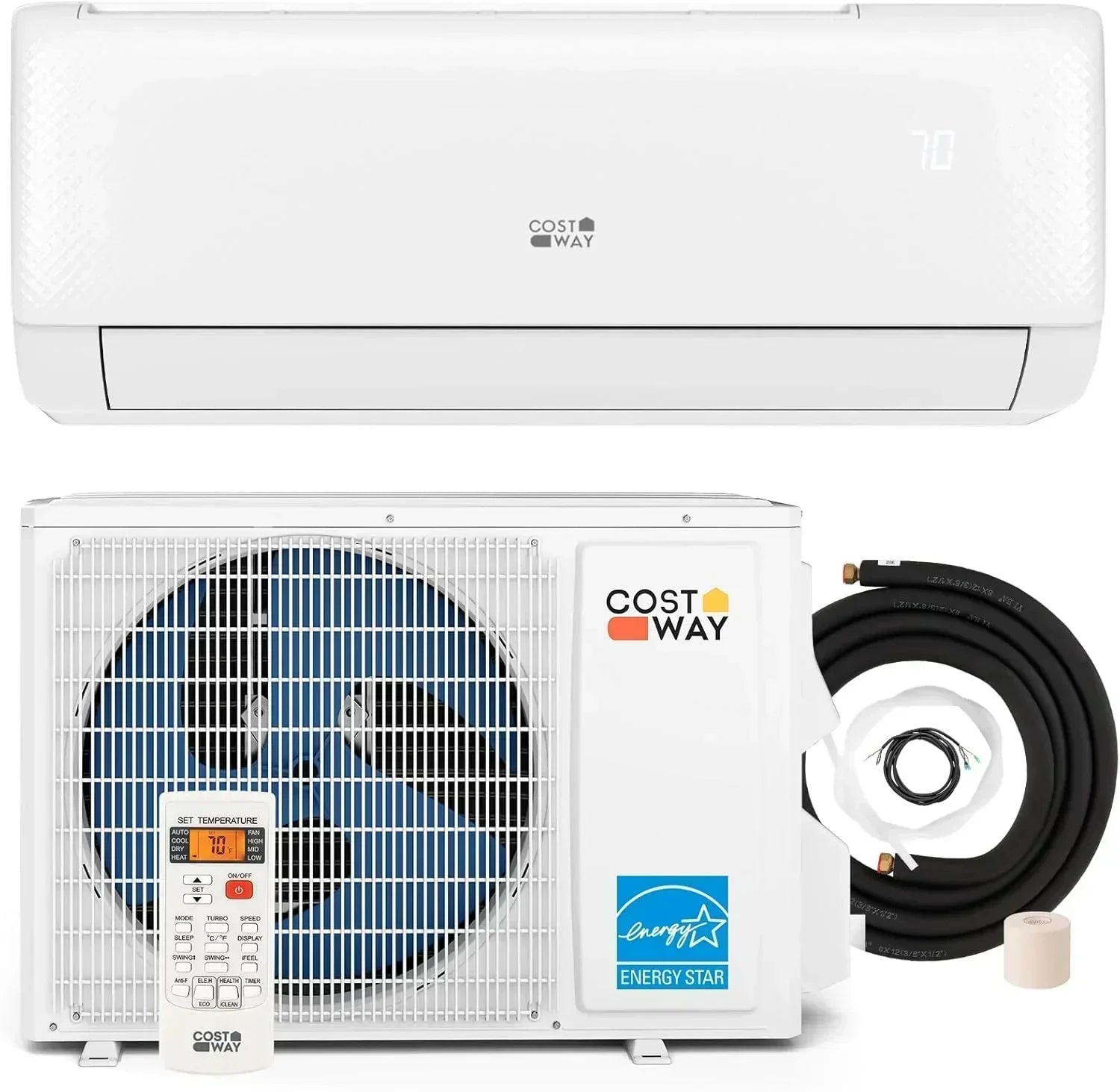 COSTWAY 12000BTU Mini Split Air Conditioner Heater 20 SEER2 115V Wall-Mounted Ductless wourant