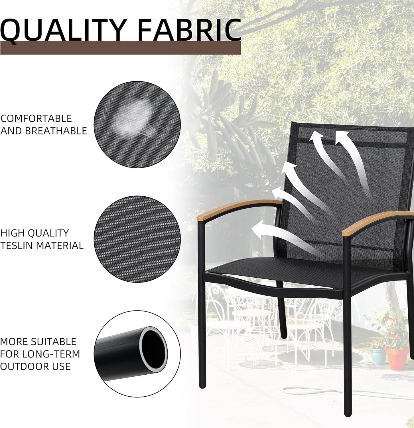 Shintenchi 3 Pieces Patio Bistro Sets Outdoor Textilene Fabric Conversation Bistro Set wourant