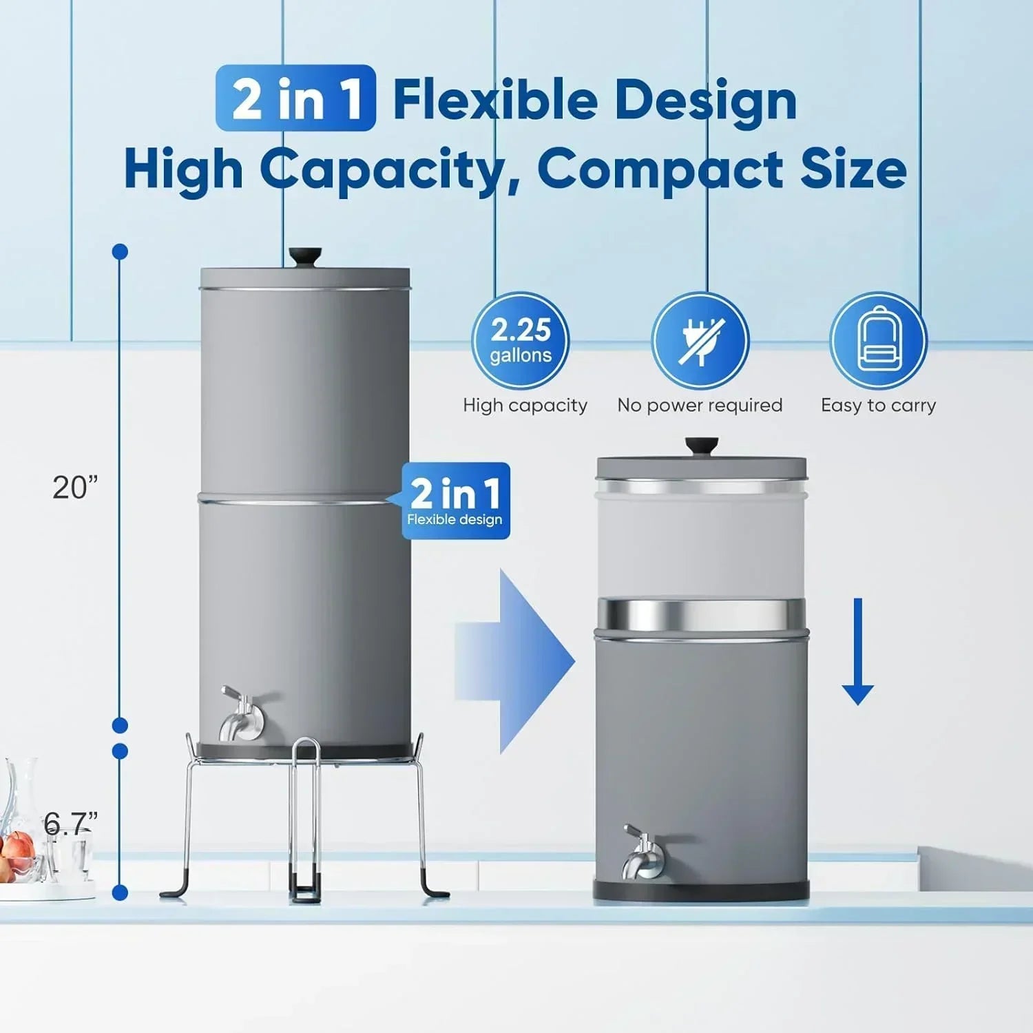 Purewell three-stage 0.01μm ultrafiltration gravity water filtration system 304 wourant