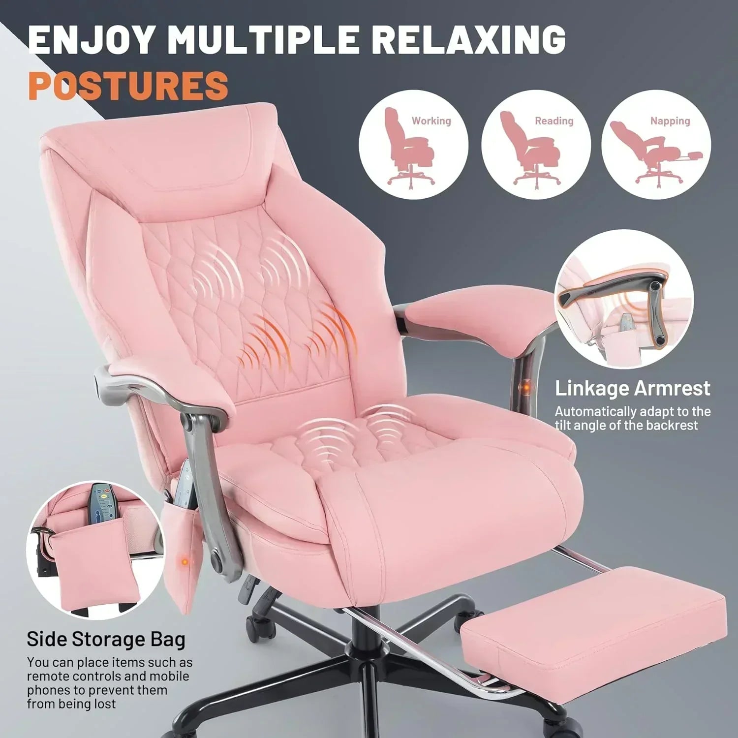 Massage Office Chair with Heating and Footrest Ergonomic Executive Reclining Office Chair wourant