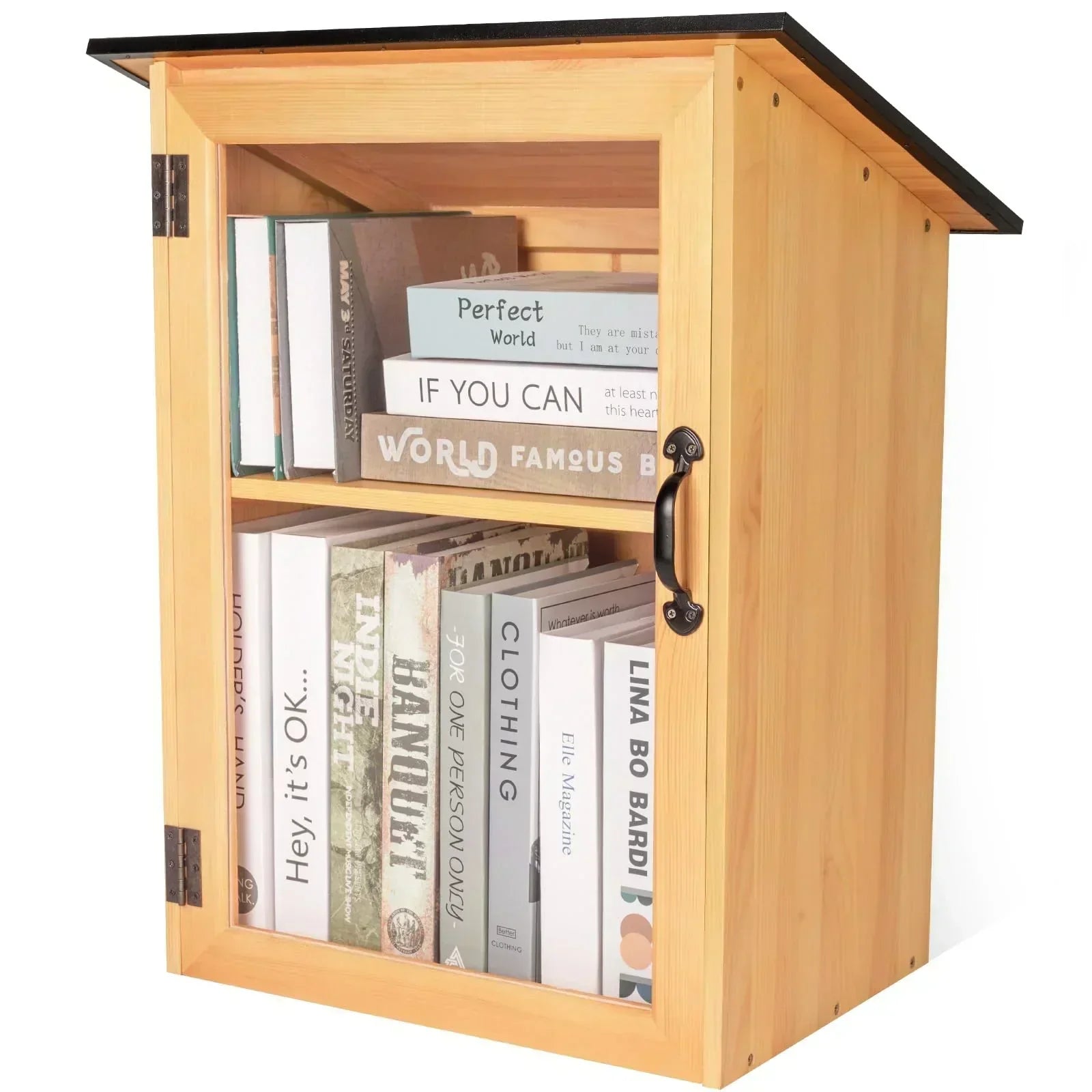 Outdoor Library Book Box Double Free Literature Exchange Box Outdoor Book Storage Wood Cabinet wourant