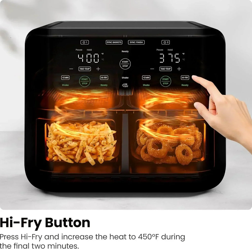 Chefman 6-Quart Dual Basket Air Fryer Digital Touchscreen Smart Sync Finish High-Frying wourant