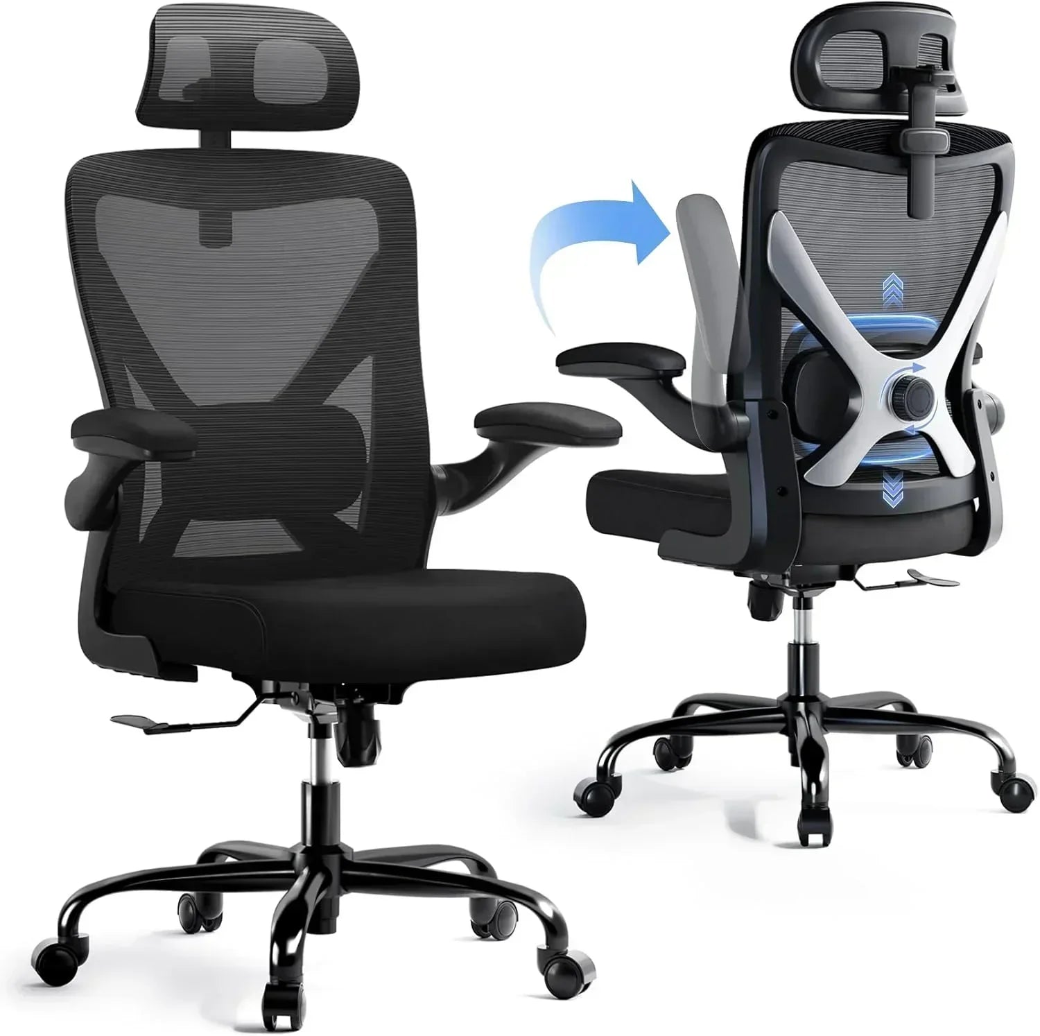 Office computer desk and chair gaming chair with lumbar support and headrest wourant