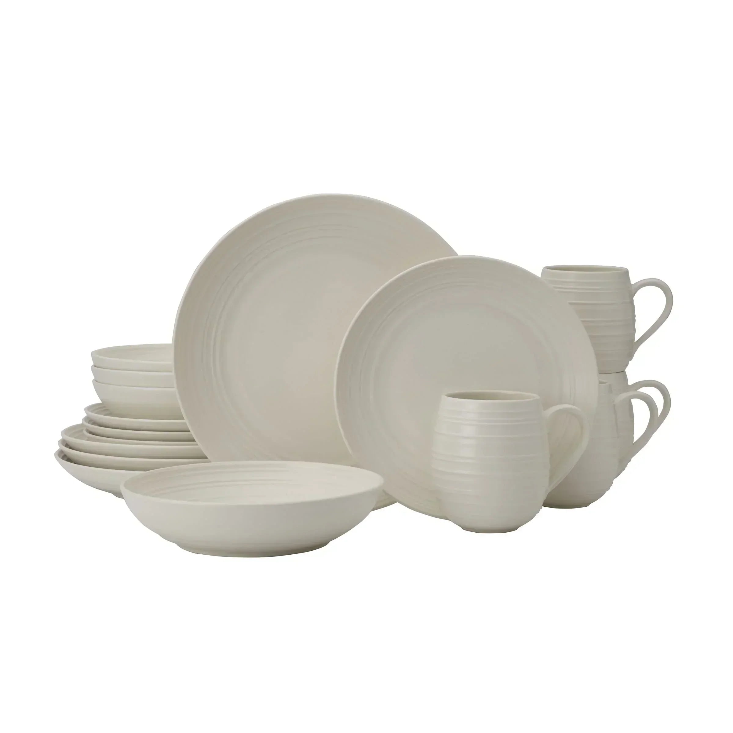 Swirl Coupe 16 Piece Dinnerware Set Service For 4 White wourant