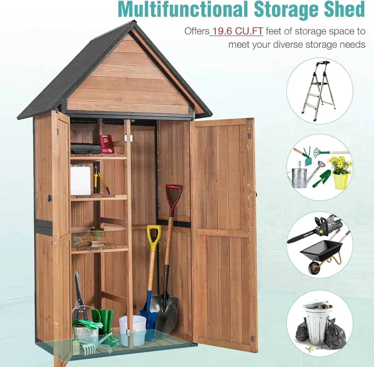 Sheds Outdoor Storage Garden Shed with Metal Frame Structure Adjustable Shelves Capacity Storage wourant