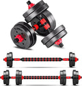 Adjustable dumbbell set, free weight dumbbell pair convertible into barbell wourant