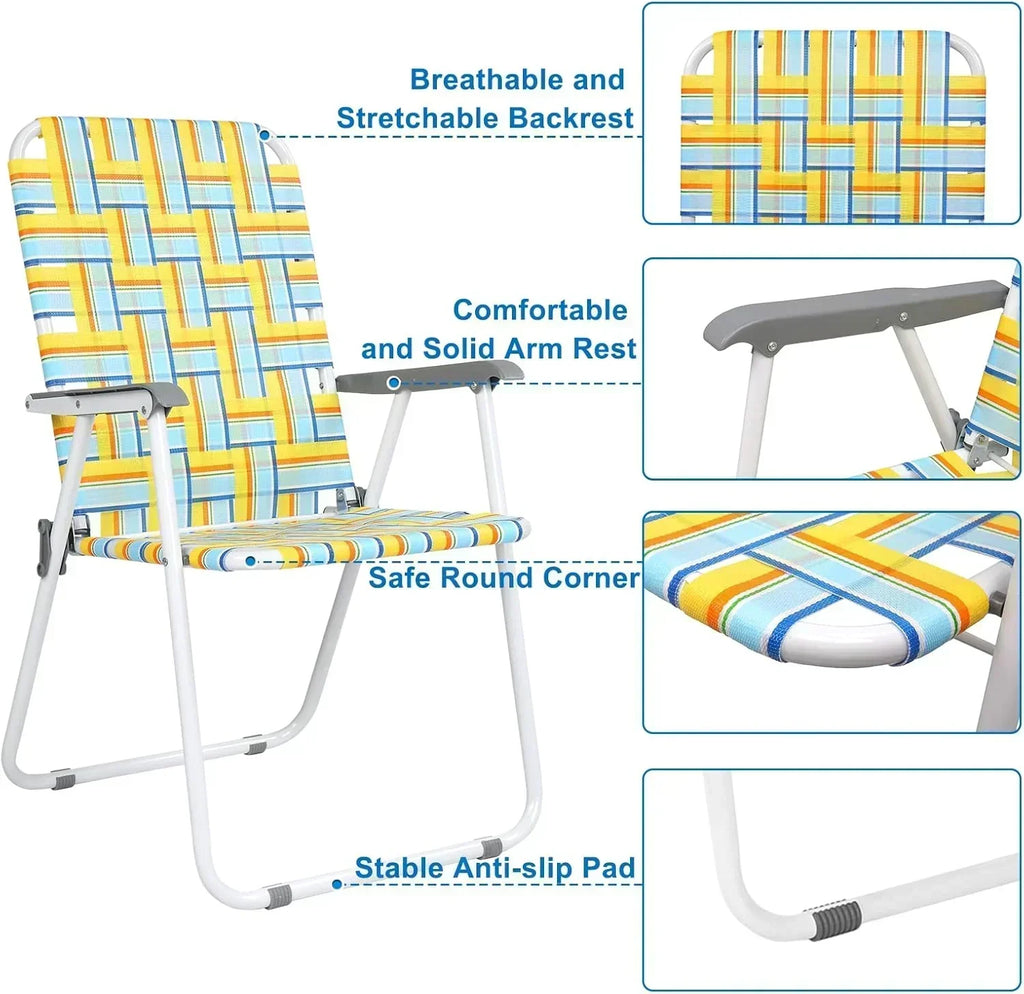 VINGLI Patio Lawn Webbed Folding Chairs Set of 2 Outdoor Beach Portable Lawn Chair wourant