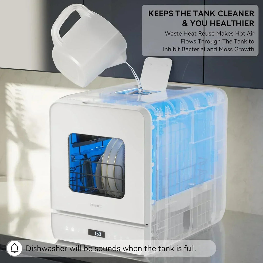 Hermitlux tabletop dishwasher 7 wash programs portable mini dishwasher wourant
