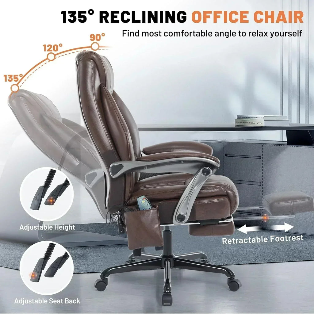 Massage Office Chair with Heating and Footrest Ergonomic Executive Reclining Office Chair wourant