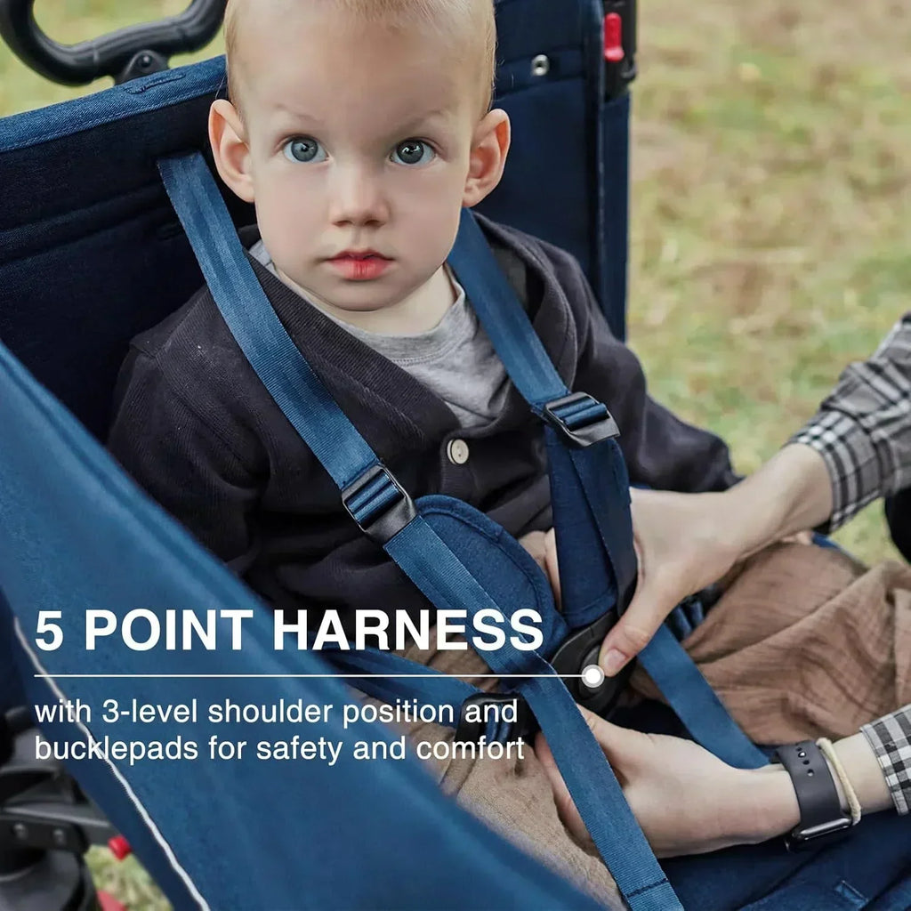 EVER ADVANCED Side-unzip Wagon Stroller for 2 Kids Push Pull Stroller with Adjustable Handle wourant