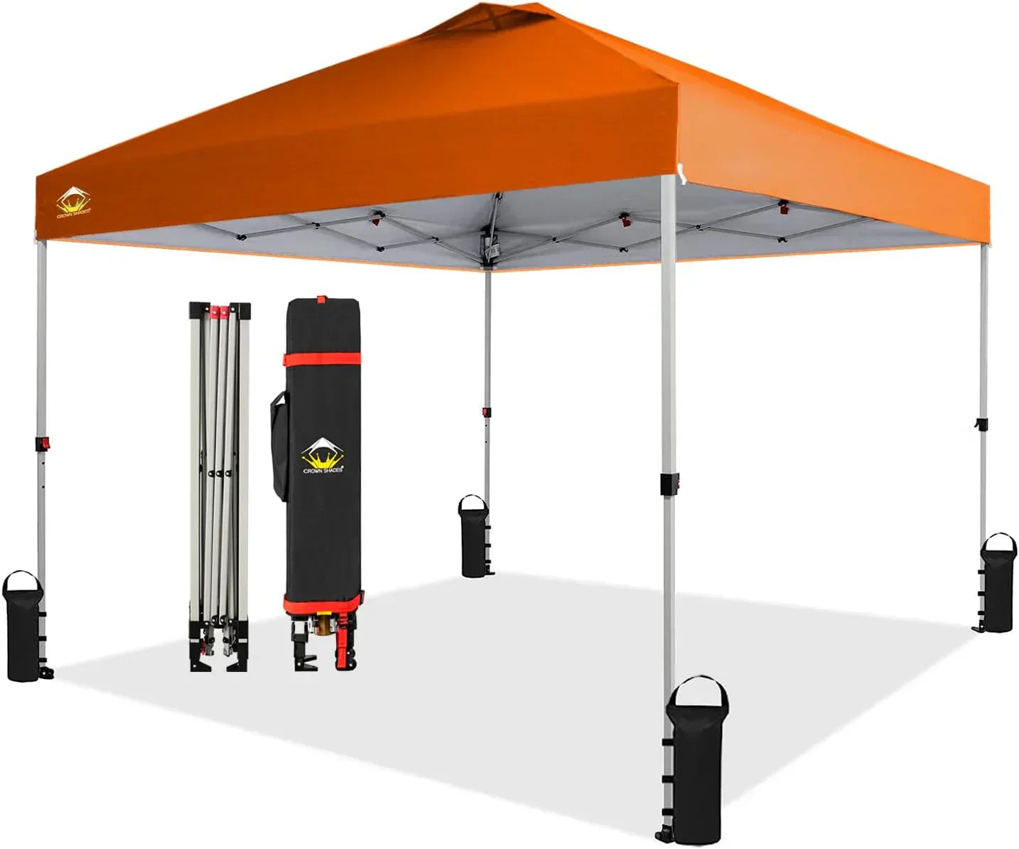 10x10 Pop-Up Awning One-Click Installation Beach Tent Outdoor Sunshade Silver Coated Top wourant