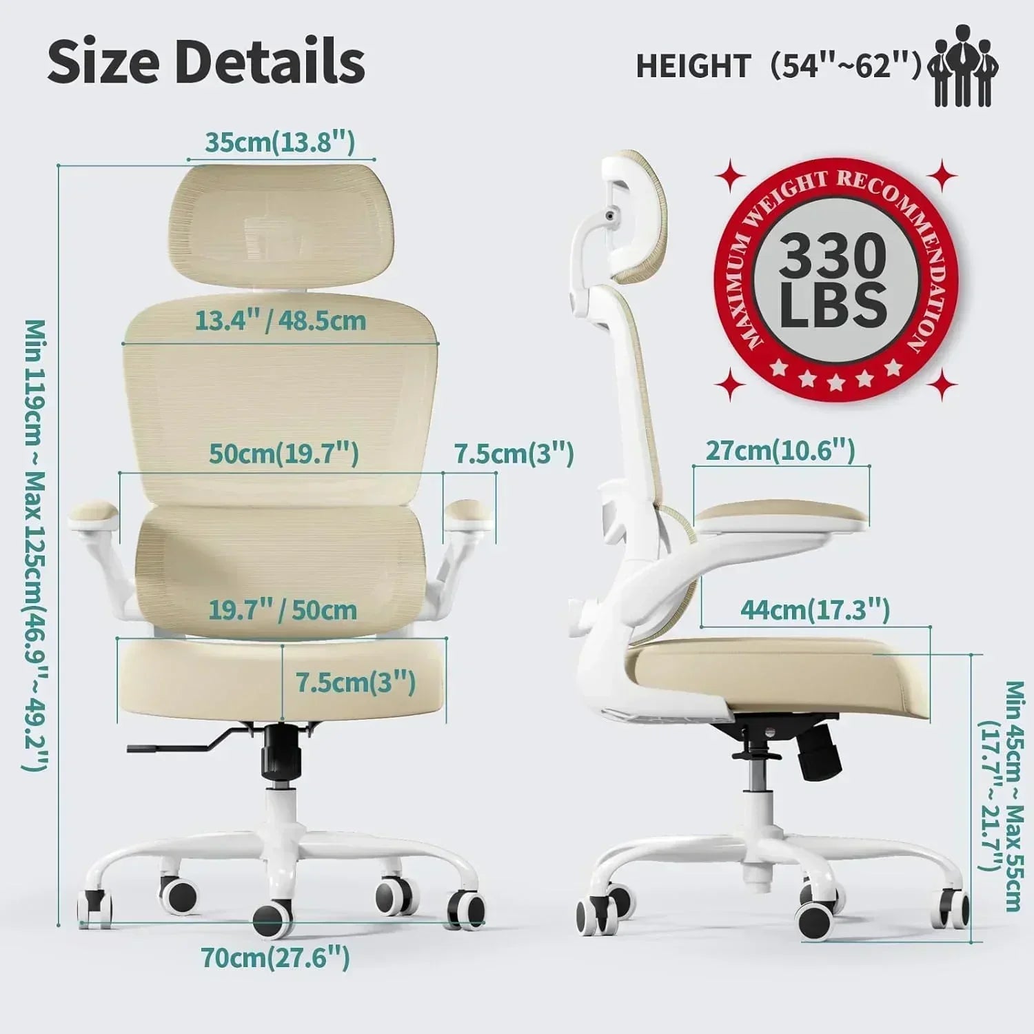 TRALT Office Chair Ergonomic Desk Chair 330 lbs Home Gaming Chair with Wheels wourant