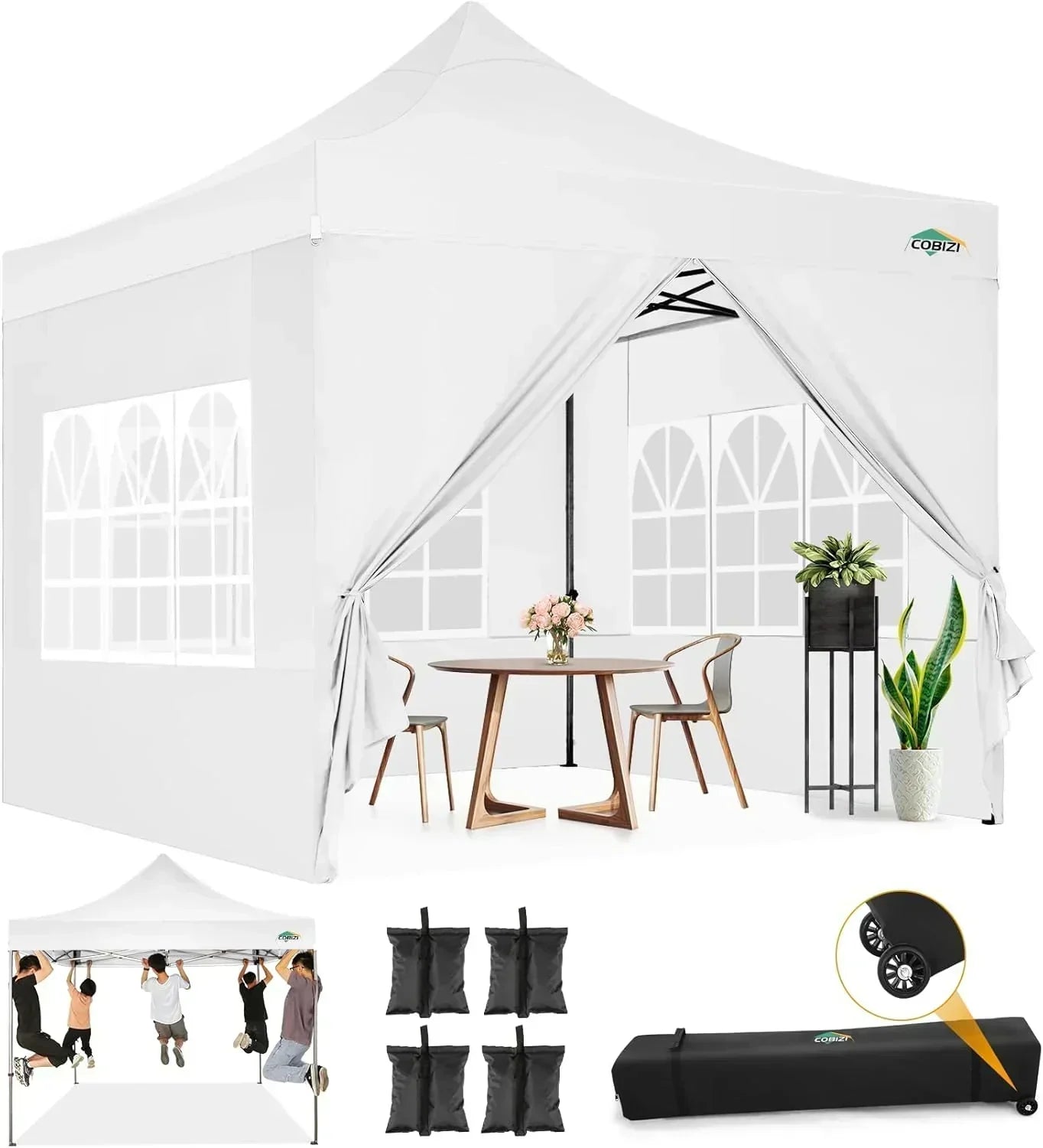 COBIZI 10x20 Heavy Duty Pop up Canopy Tent 6 sidewalls Commercial Canopy Wedding Party Tents wourant