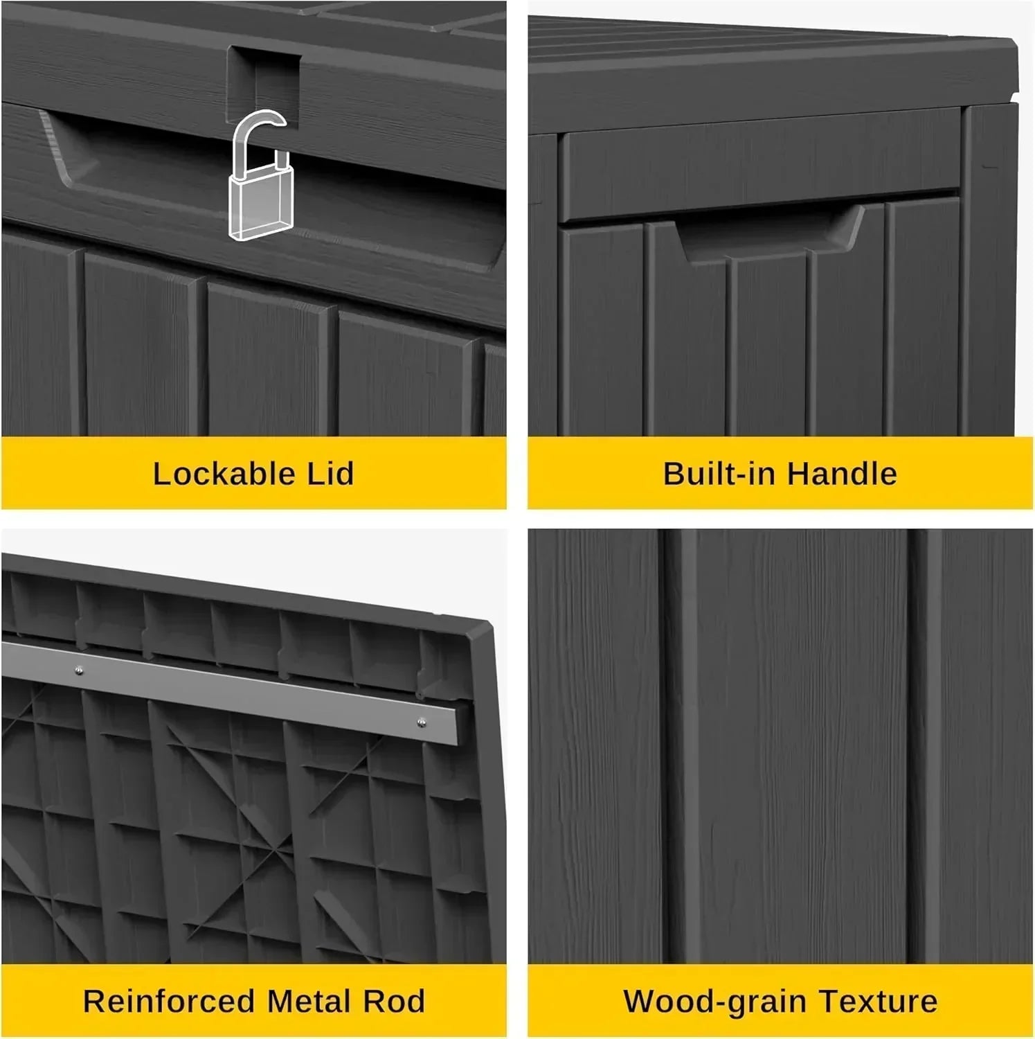 EAST OAK Outdoor Storage Box 60 Gallon Deck Box Indoor and Outdoor Use Waterproof Resin Storage wourant