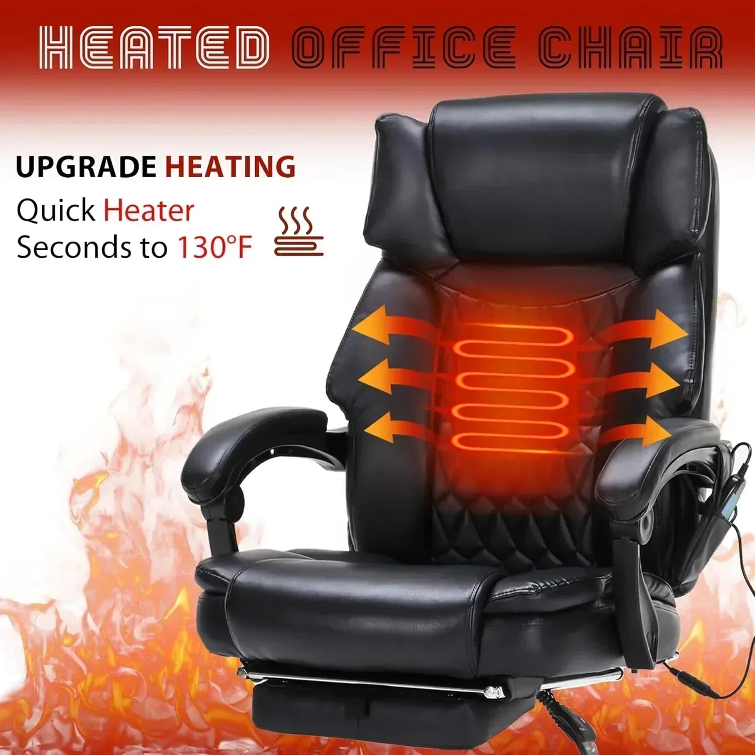 Massage Office Chair with Footrest 6 Point Vibration and Heating Home Office Desk Chair wourant