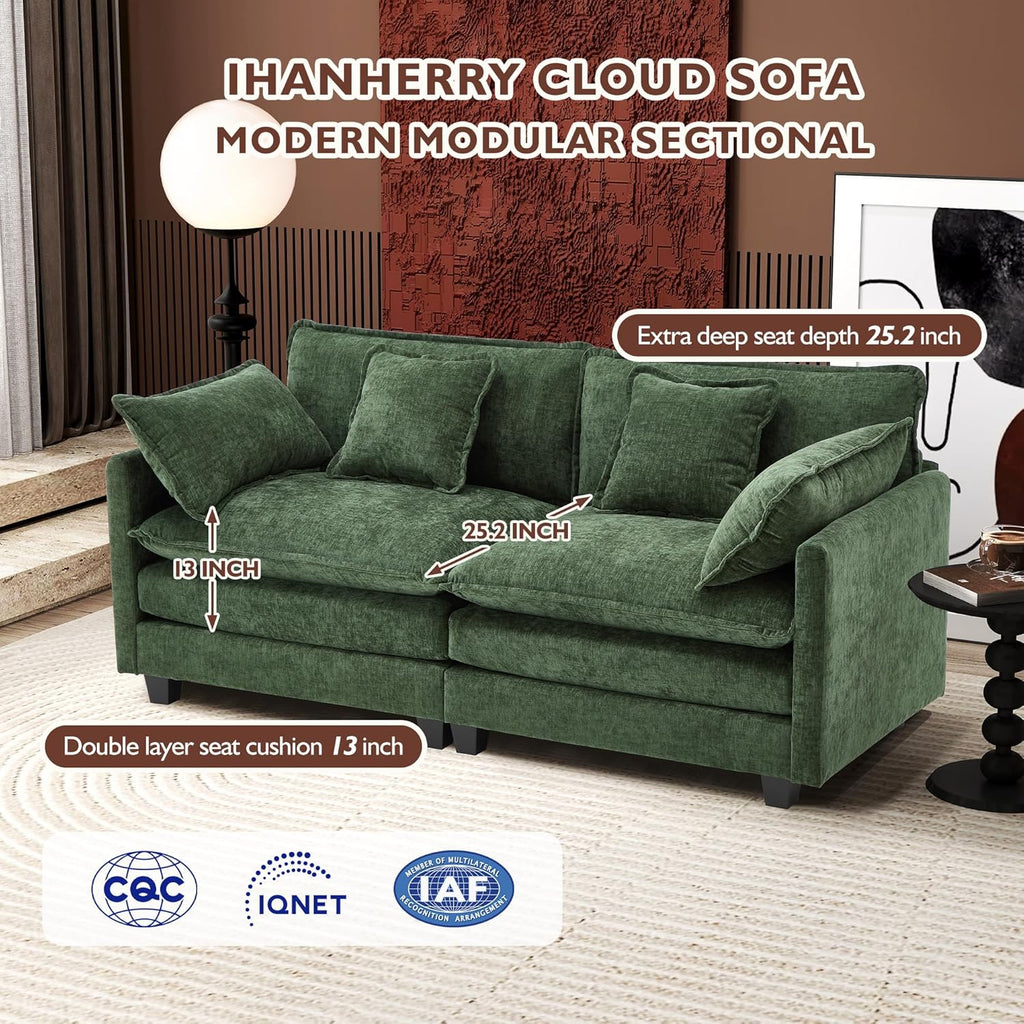 111.4 Inch L Shaped Modern Sofa Modular Cloud Sofa with Ottoman 4 Seater Chenille Deep Seat Sofa wourant