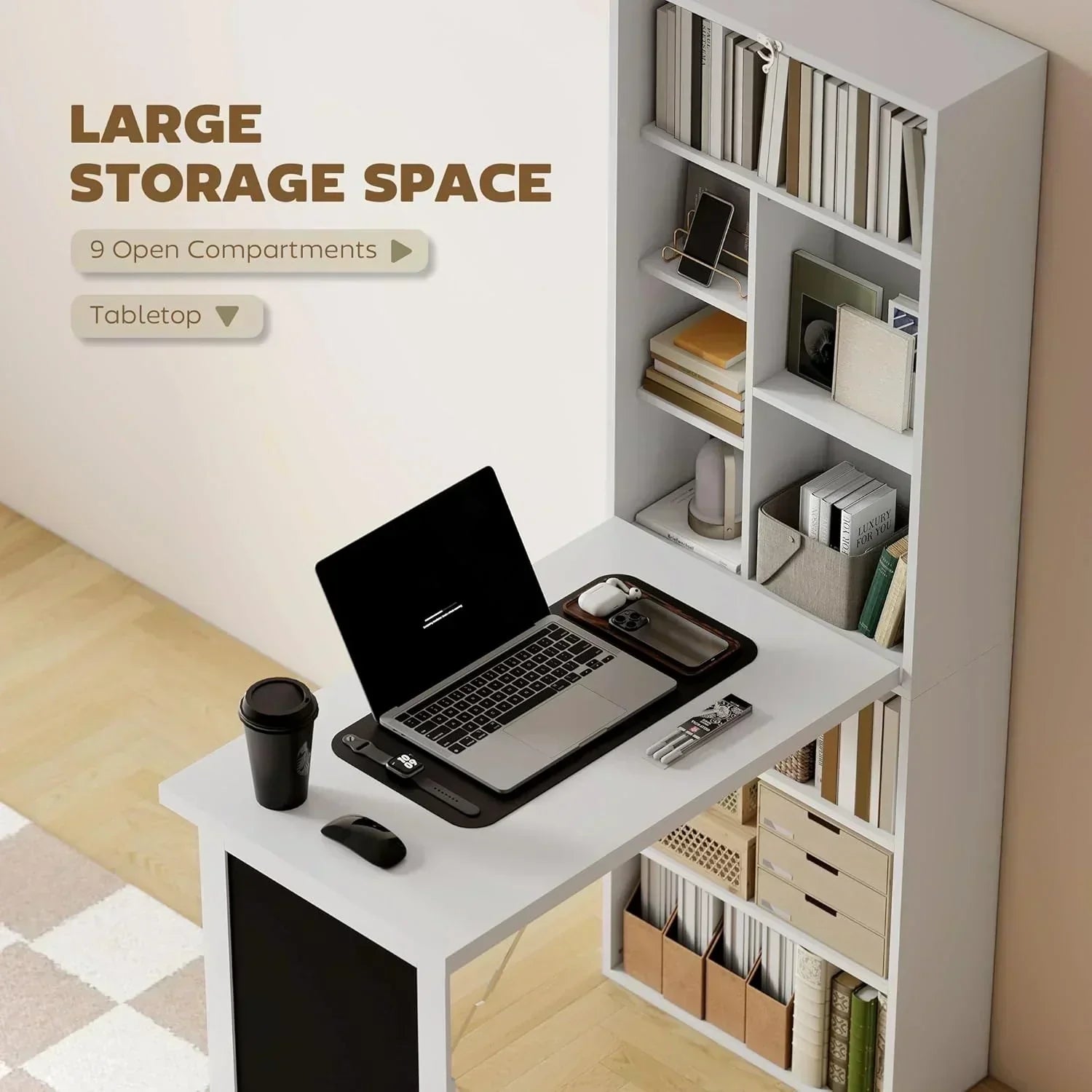 Folding convertible writing desk wall mounted desk cabinet multifunctional home workstation wourant