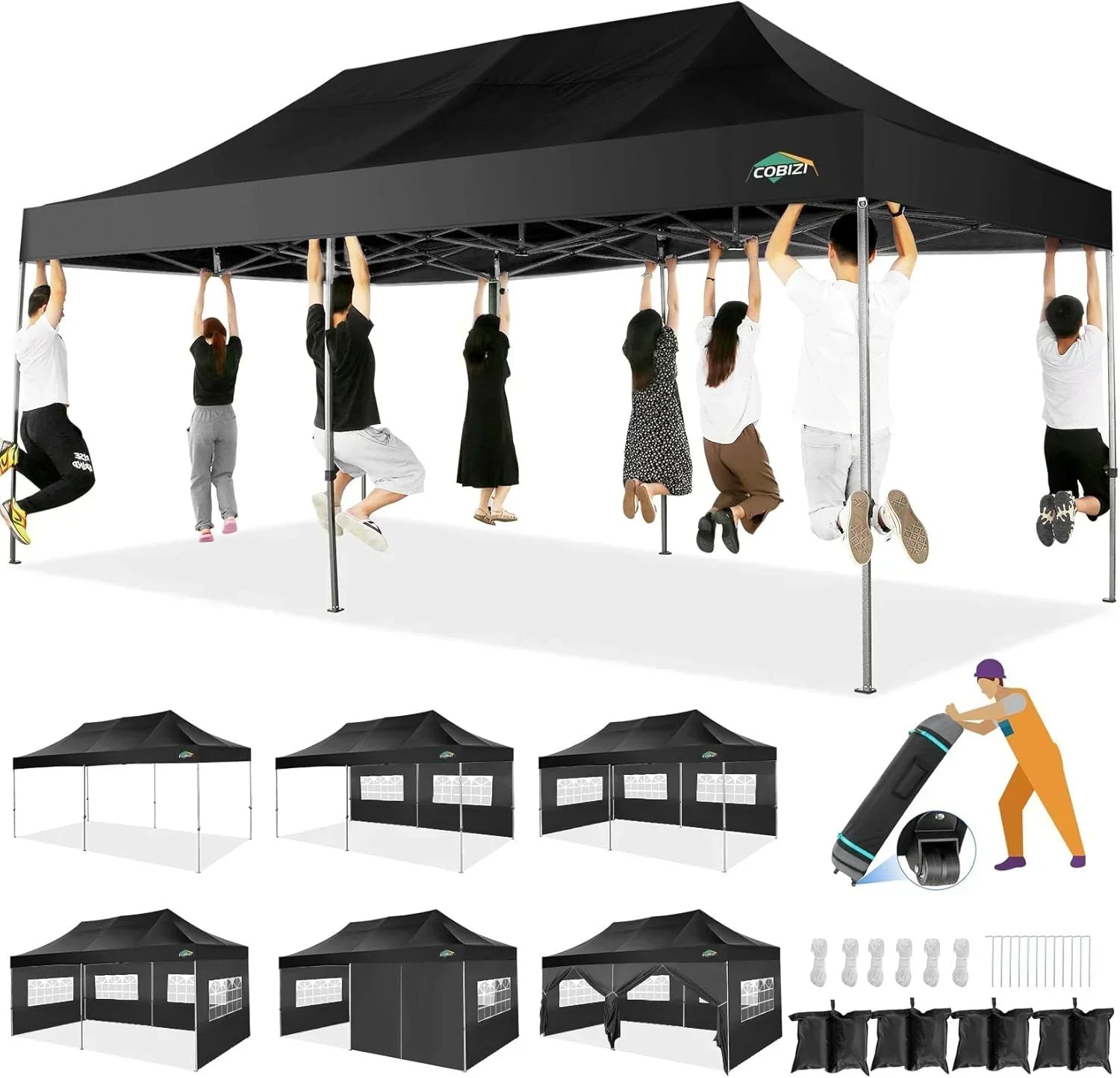 COBIZI 10x20 Heavy Duty Pop up Canopy Tent 6 sidewalls Commercial Canopy Wedding Party Tents wourant