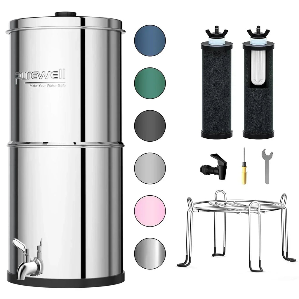 Purewell three-stage 0.01μm ultrafiltration gravity water filtration system 304 wourant
