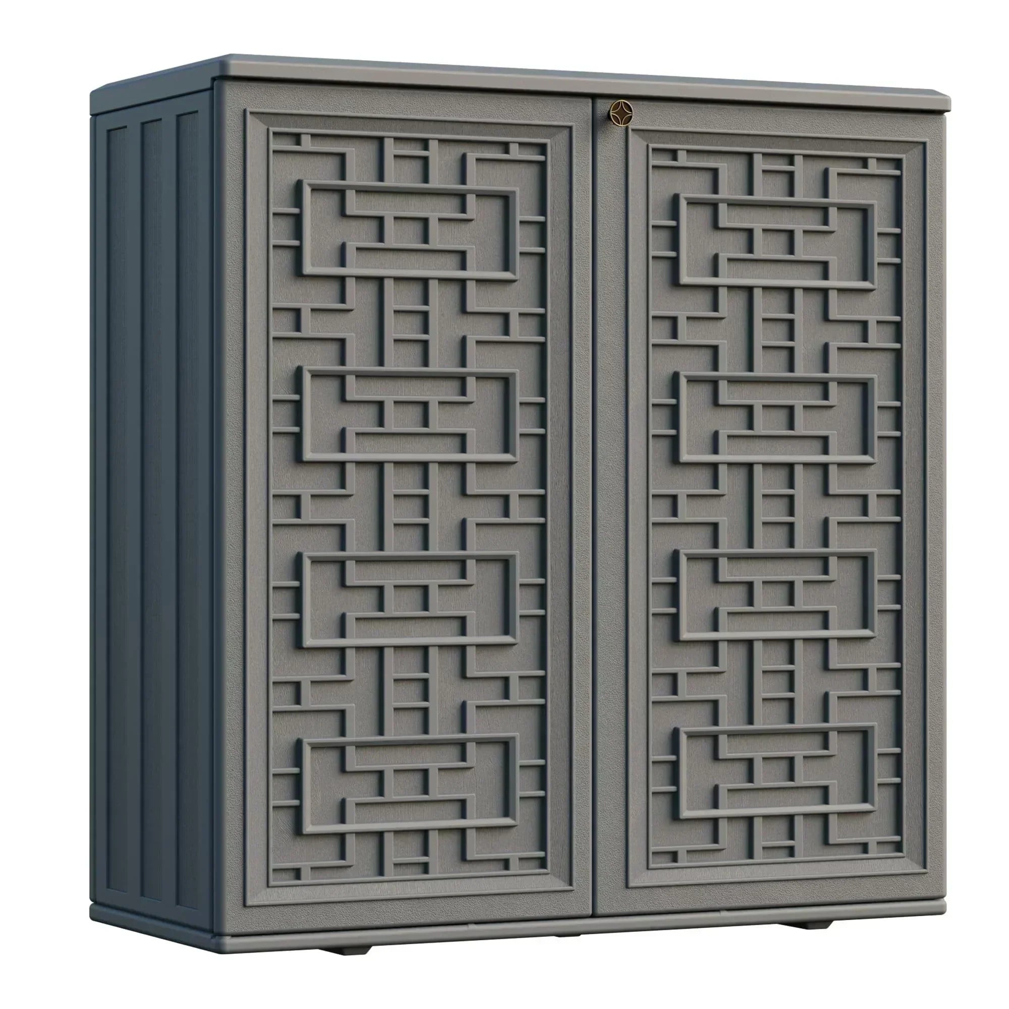 Indoor Outdoor Storage Cabinet Waterproof with Shelf Off White Plastic Outdoor Cabinets wourant