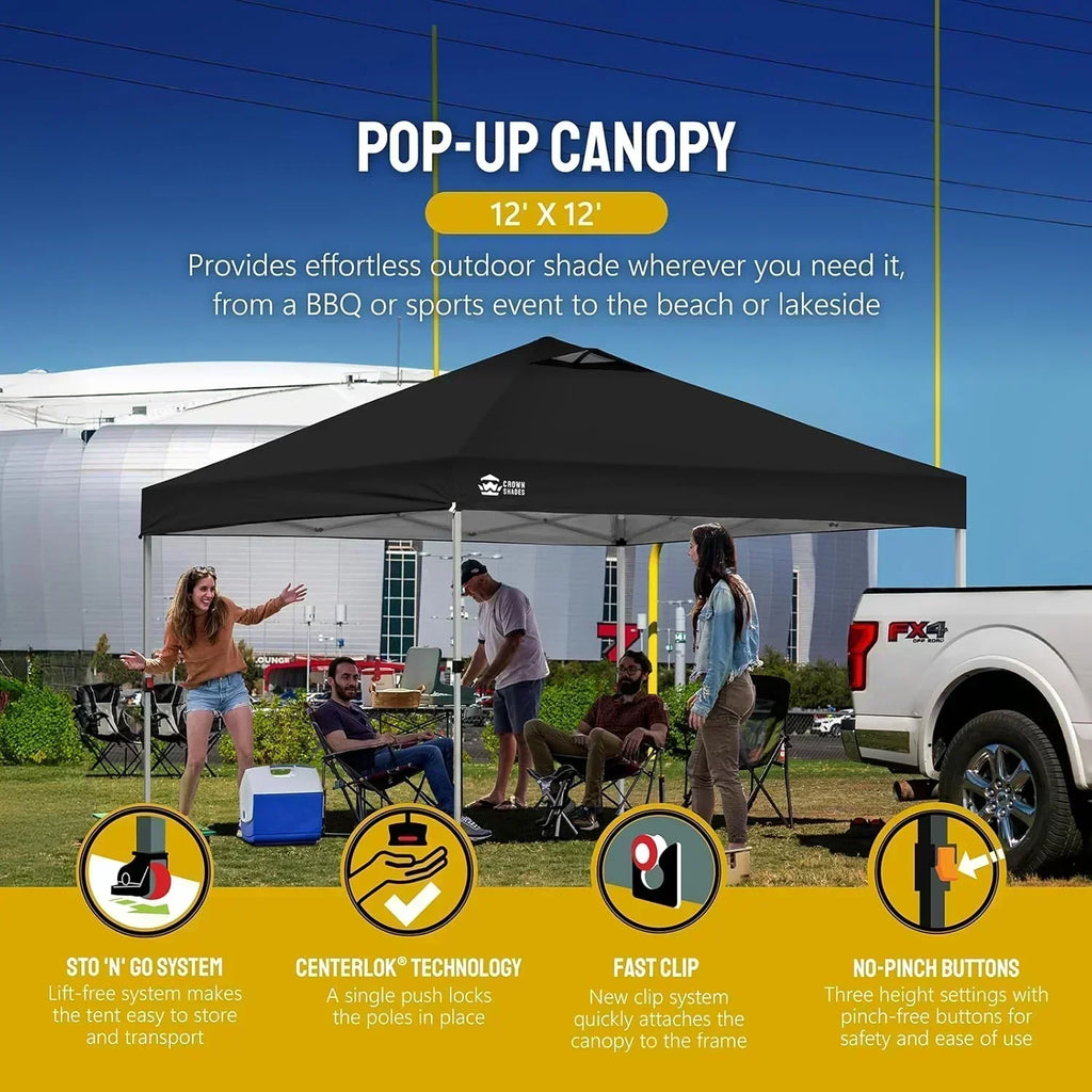 10x10 Pop-Up Awning One-Click Installation Beach Tent Outdoor Sunshade Silver Coated Top wourant