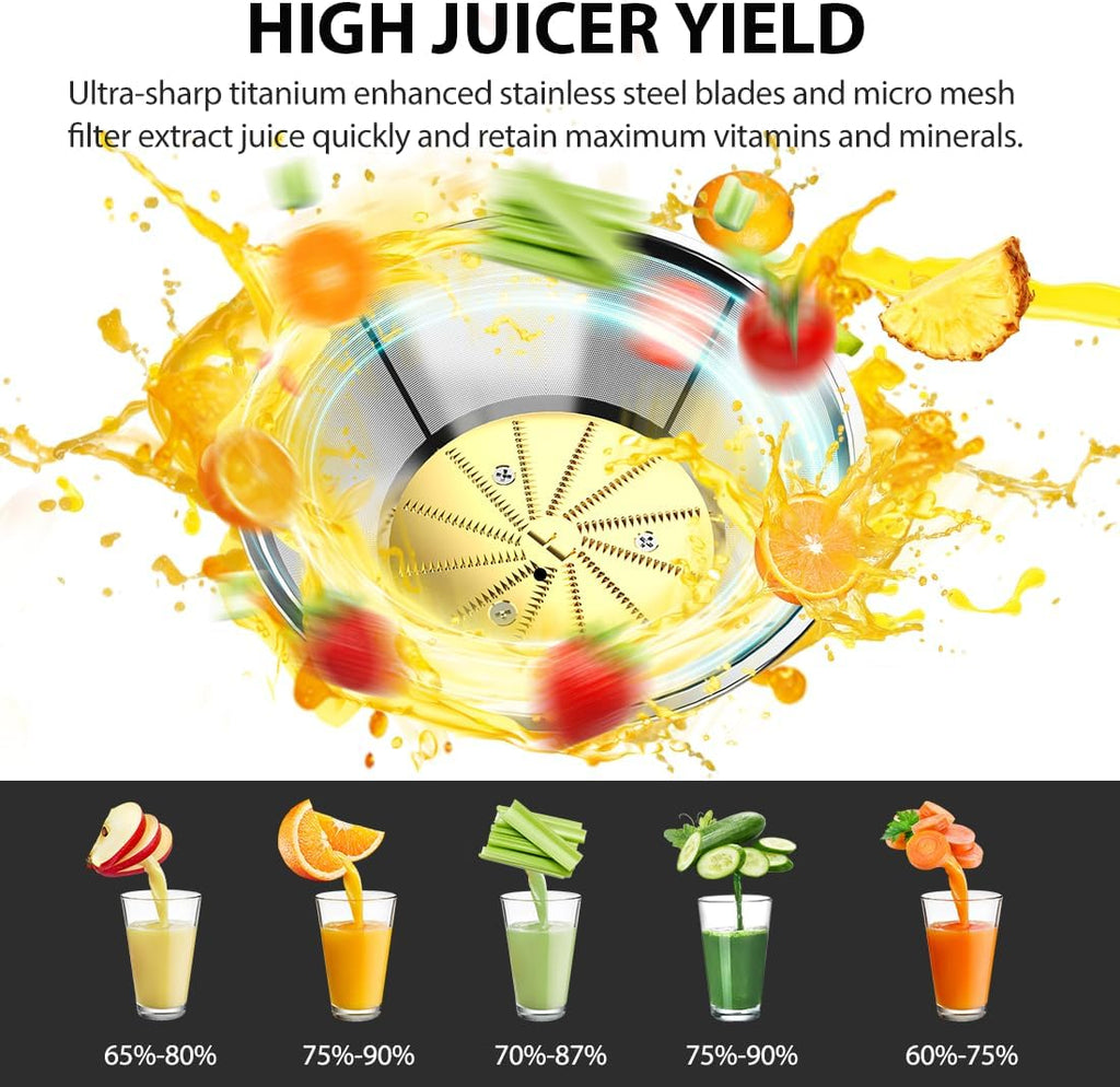 1300W KOIOS Centrifugal Juicer with Extra Large 3" Feed Chute and Titanium Filter wourant