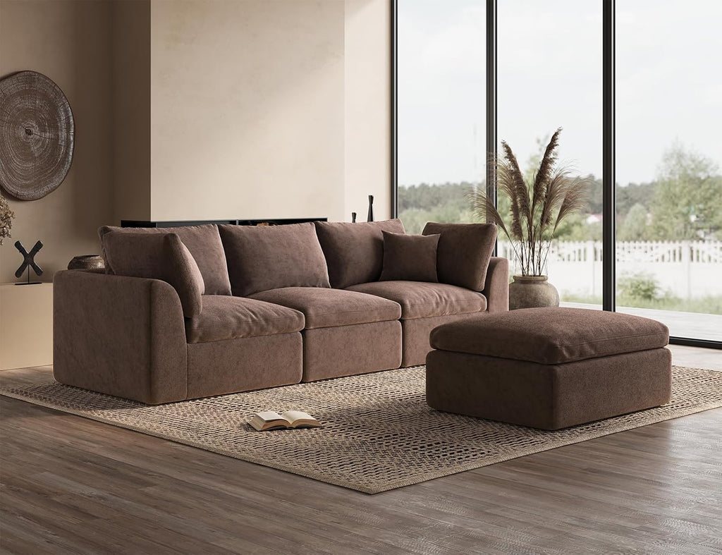 110 inch cloud sectional sofa for living room convertible L-shaped sofa 3 seater sectional sofa wourant