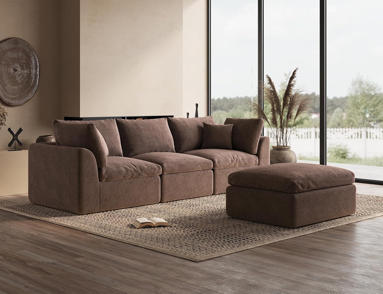 110 inch cloud sectional sofa for living room convertible L-shaped sofa 3 seater sectional sofa wourant