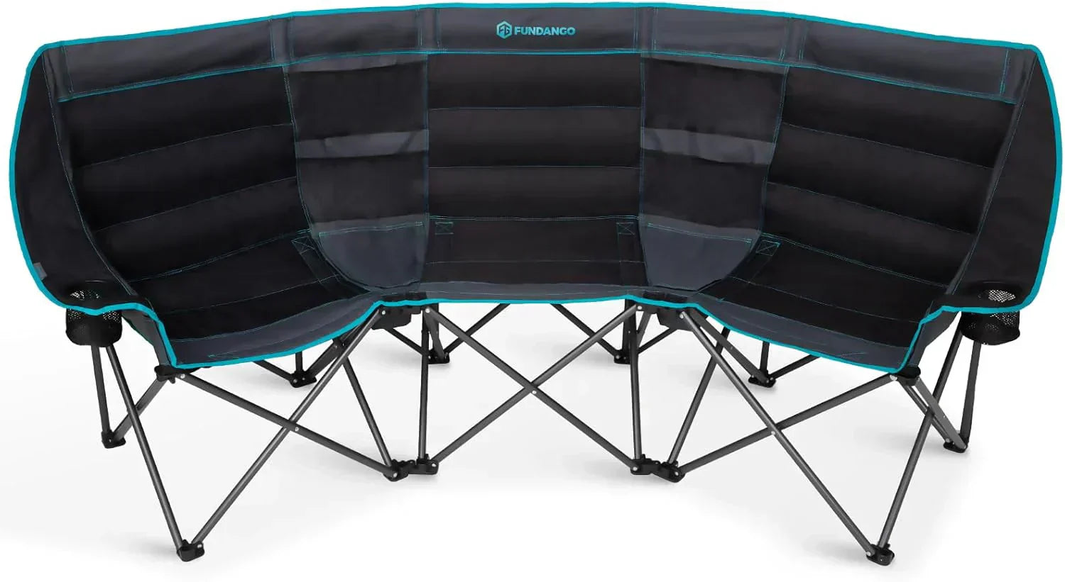 Double Camping Chair Cooler 3-Person Folding Extra Large Camping Chair 1000-Pound Capacity wourant