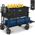 400L Large Capacity Folding Double Decker Wagon with Brakes 50" Extra Long Extender Cart wourant