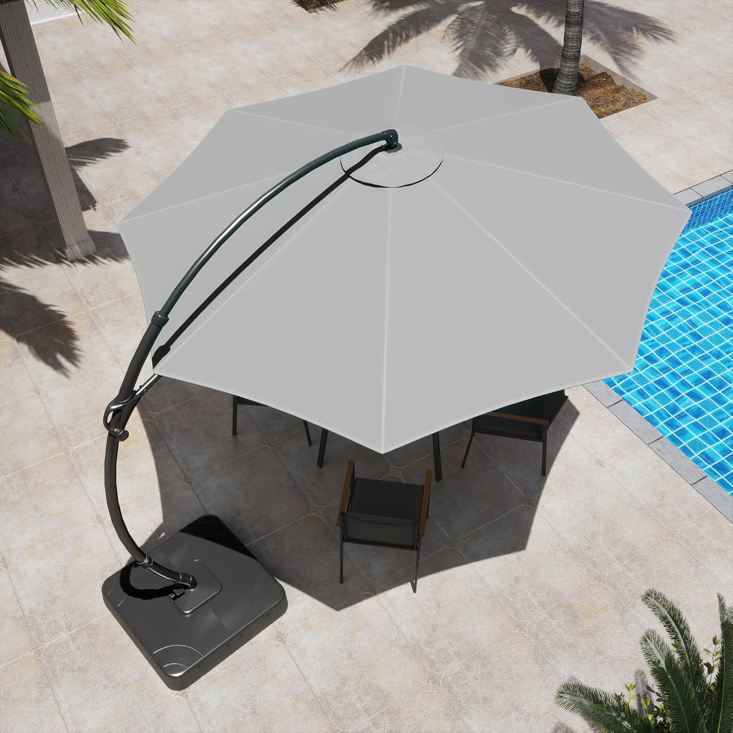 LAUSAINT HOME Outdoor Patio Umbrella with Base included 11 FT Deluxe Curvy Cantilever Umbrella wourant