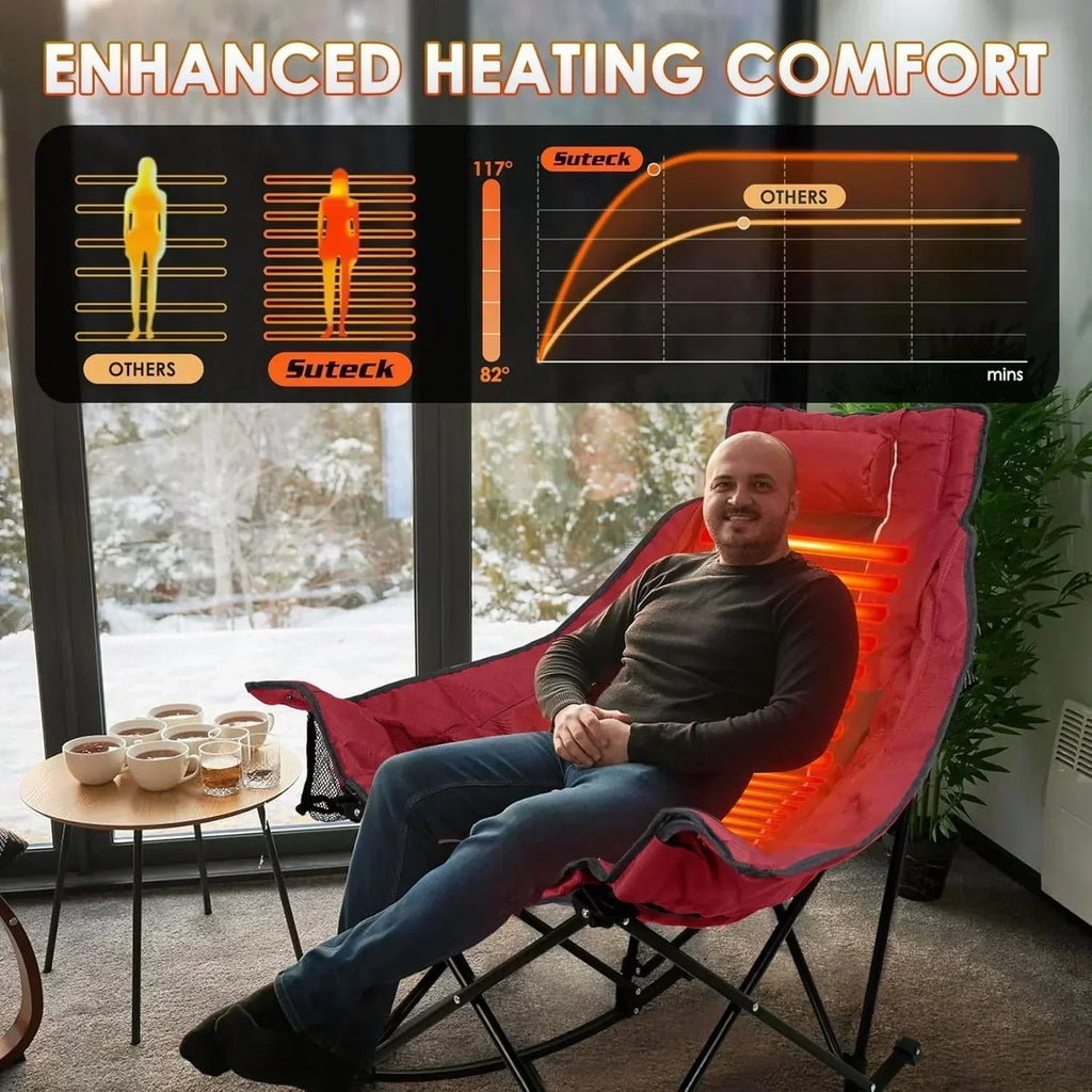 Heated Camping Chair Extra Large Heated Chair Outdoor Sports Chair with 3 Heat Levels on Back wourant