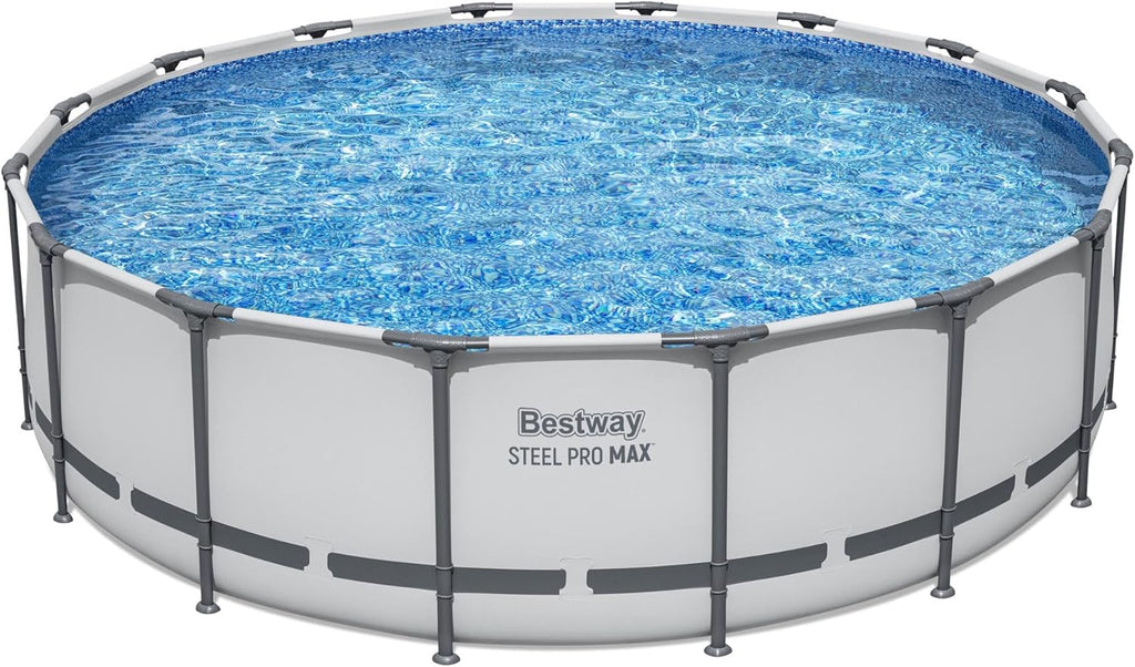 Steel Pro MAX 14 Foot x 48 Inch Round Metal Frame Above Ground Outdoor Swimming Pool Set wourant