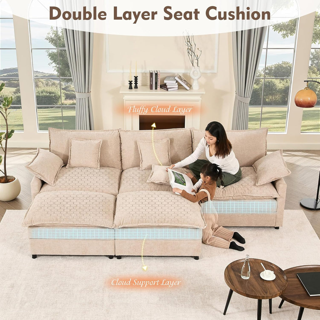 108" U-shaped sofa modular sofa three-seater comfortable cloud sofa wourant