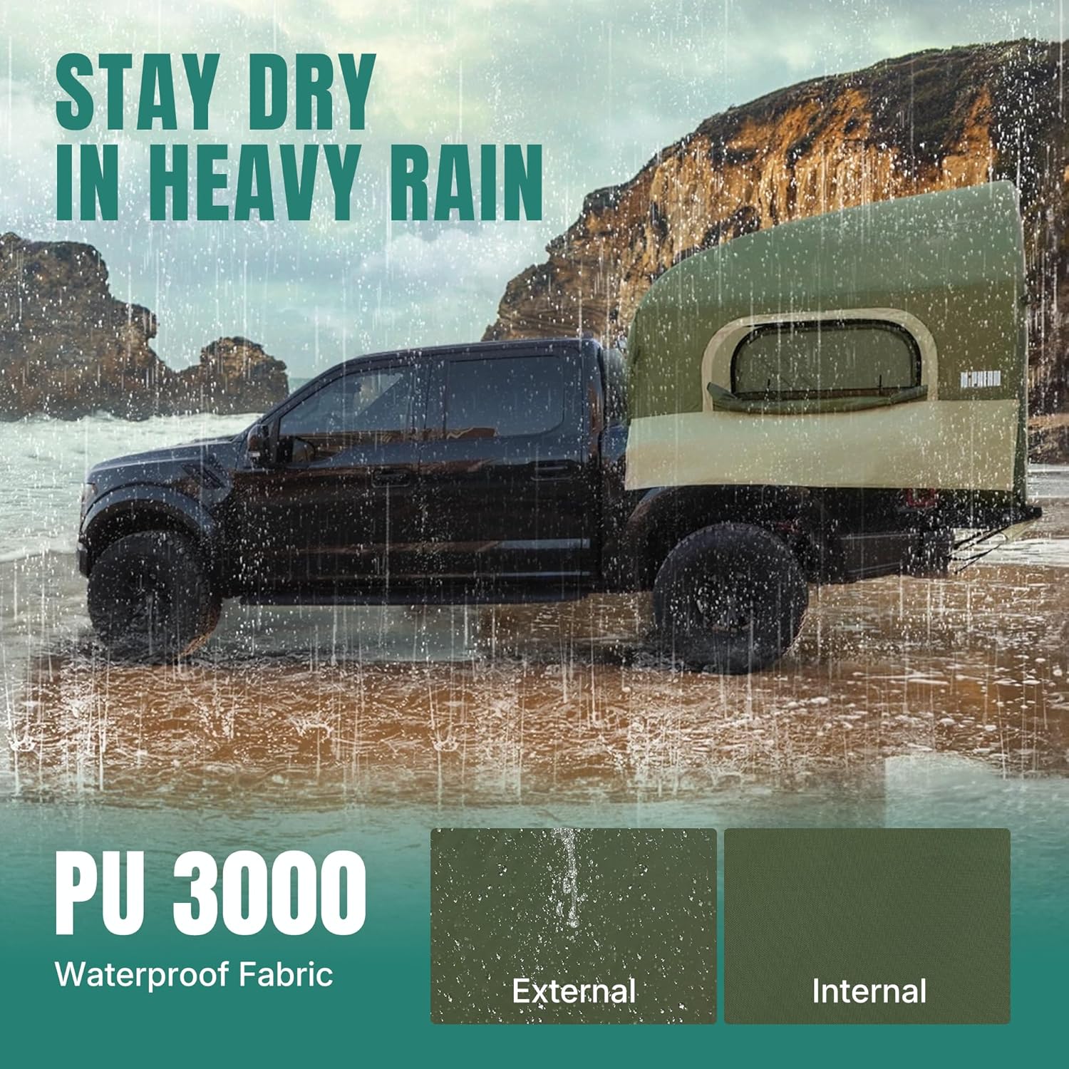Truck Bed Tent 5.5ft-8ft Suitable for 2+1 People Family Inflatable Pickup Truck Tent wourant