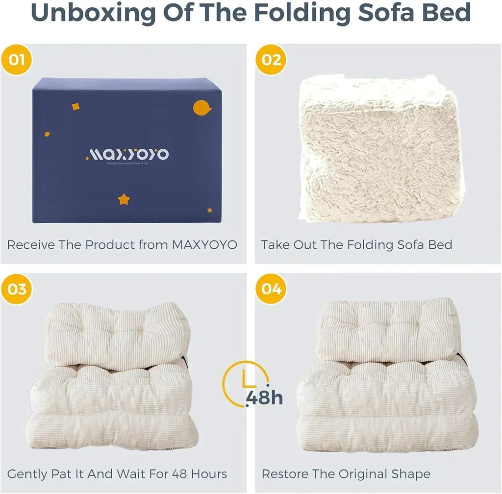MAXYOYO Folding Sofa Bed Convertible Sleeper Chair with Pillow Foldable Mattress with Back Support wourant