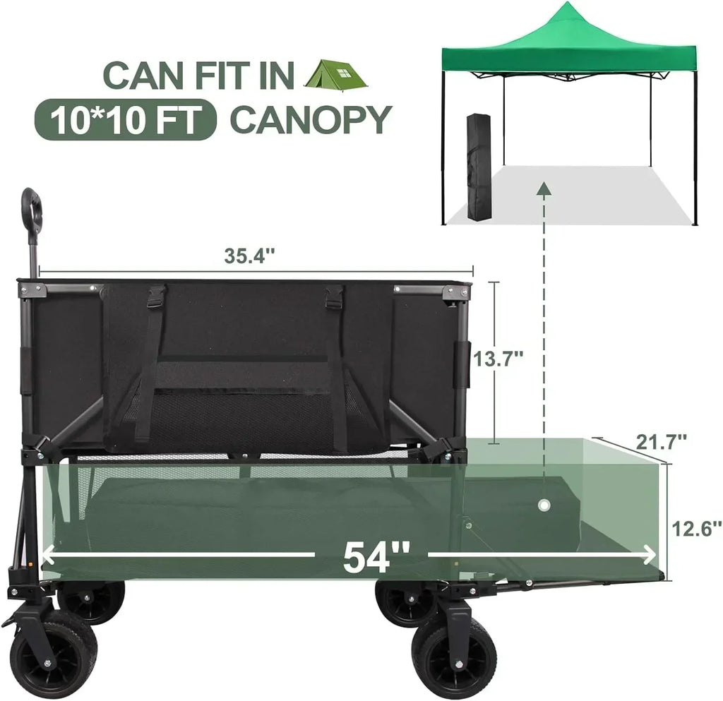 Double Decker Wagon Heavy Duty Collapsible 600LBS 400L Capacity Foldable Utility Cart wourant