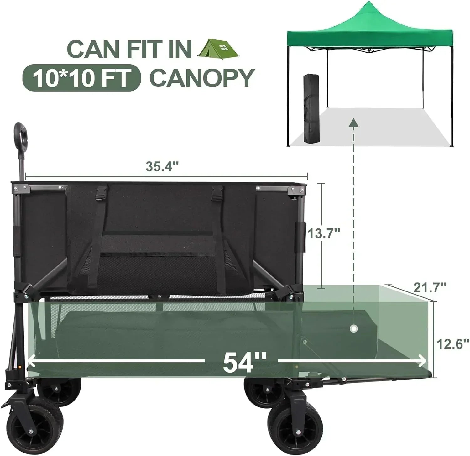 Double Decker Wagon Heavy Duty Collapsible 600LBS 400L Capacity Foldable Utility Cart wourant