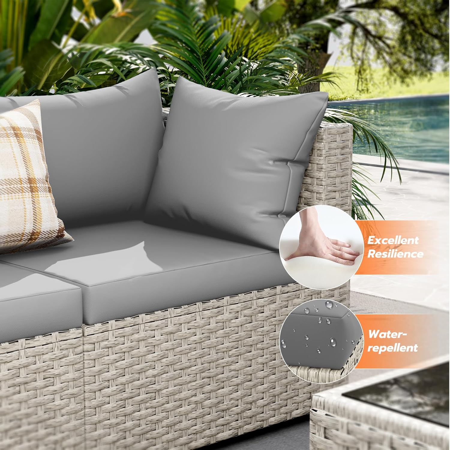 UDPATIO Outdoor Patio Furniture Set 7-Piece PE Wicker Sectional Sofa Outdoor Conversation Set wourant