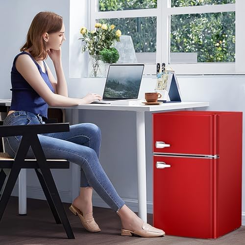 Antarctic Star Compact Mini Refrigerator Separate Freezer Small Fridge Double 2-Door wourant