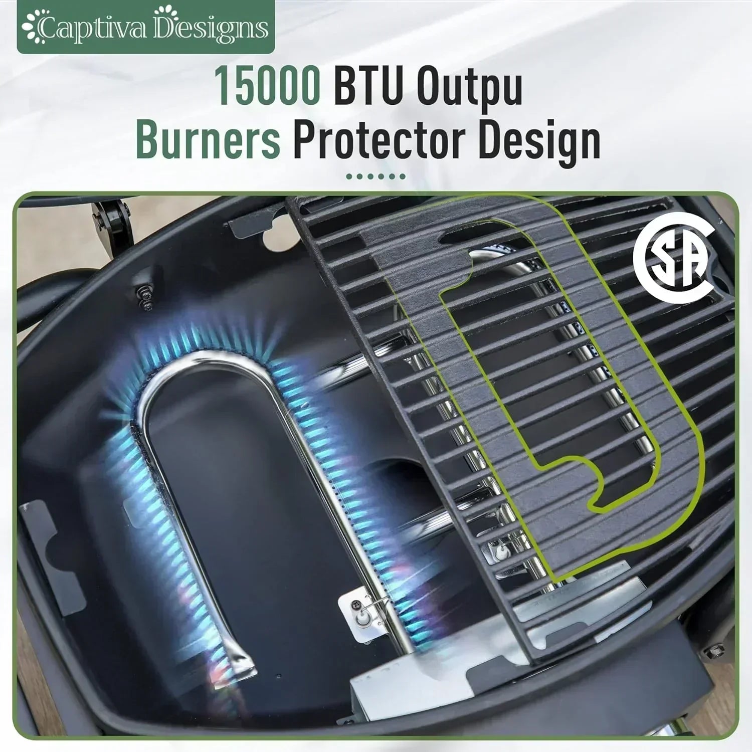 Captiva Designs 4-Burner Propane Gas BBQ Grill Side Burner Porcelain-Enameled Cast Iron Grates wourant
