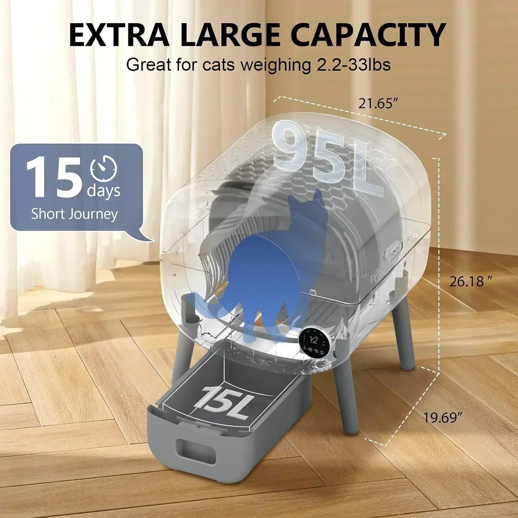 Self Cleaning Litter Box Large Capacity Automatic Cat Litter Box Self Cleaning for Cats wourant