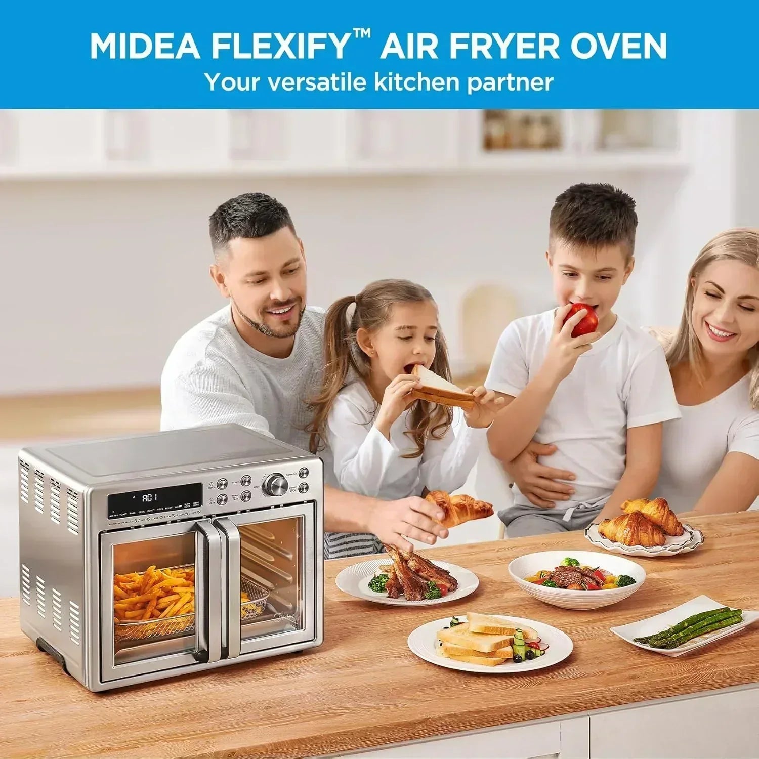 Flexify French Door Toaster Oven Air Fryer Combo 26.4 QT Extra Large Air Fryer Countertop wourant