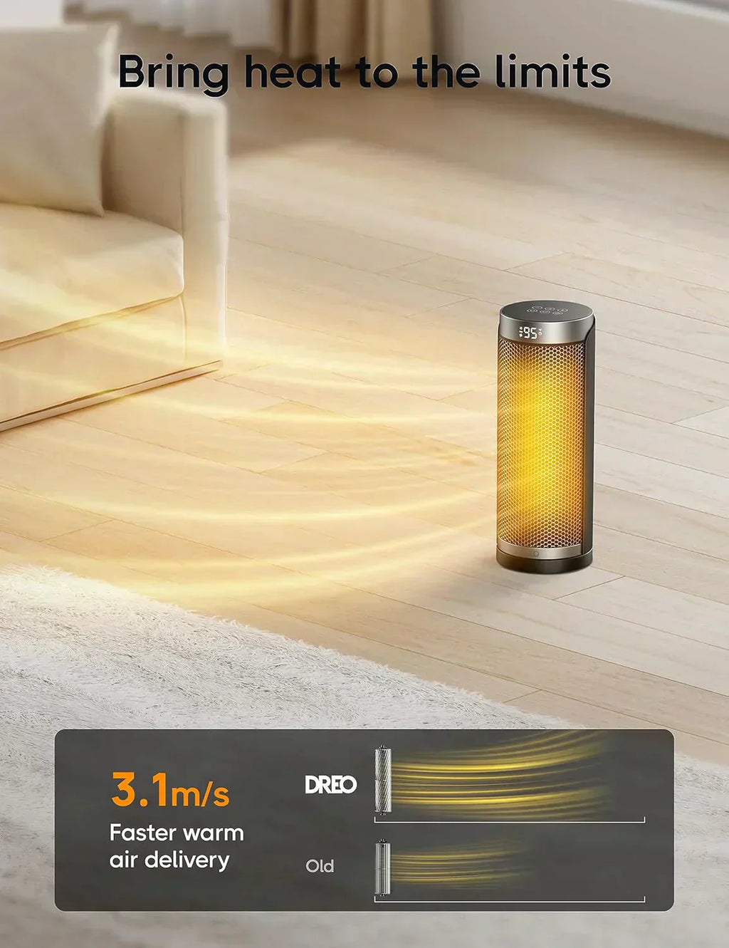 Space Heater 1500W Electric Indoor Heater with Thermostat Quiet Portable Heater wourant