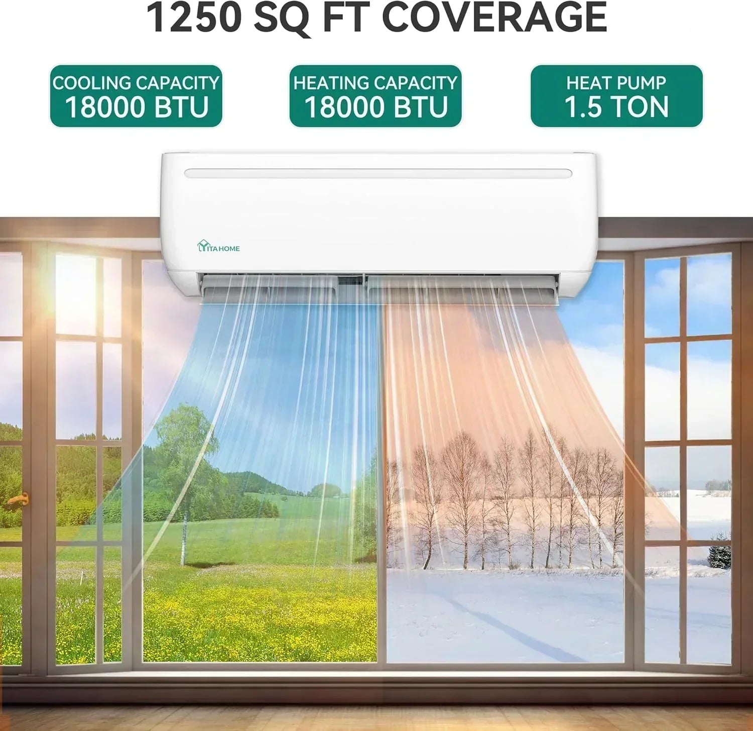 12000 BTU Mini Split Air Conditioner Heat Pump System Wifi Enabled 20 SEER2 115V Inverter Ductless wourant