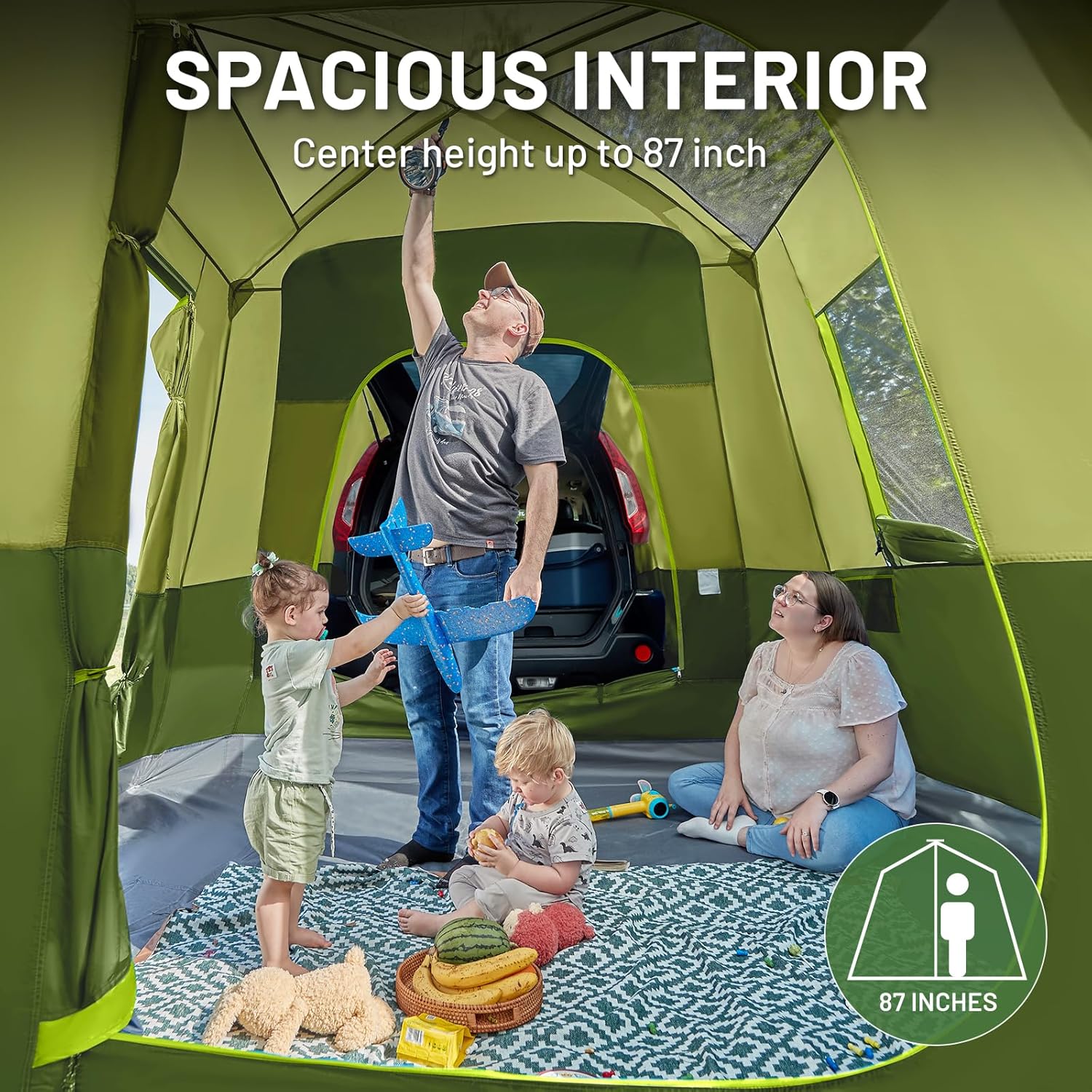 TIMBER RIDGE 5-9 Person SUV Tent with Screen Porch and Awning for Family Camping Weather Resistant wourant
